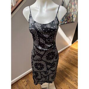 NWT The Westside Collection Mimosa Stretch Silk Cami Slip Dress in Black Paisley